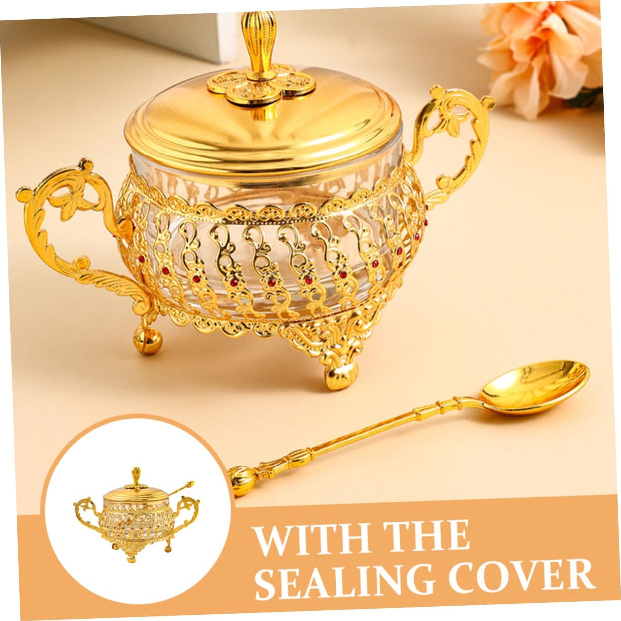 Sugar Bowl with Lid and Spoon  - Kitchen Gadgets Gold recension och pris